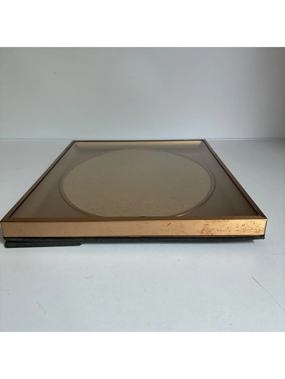 Vintage Gold Metal Picture Frame 11x9 Oval Opening Mid Century Tabletop Wall